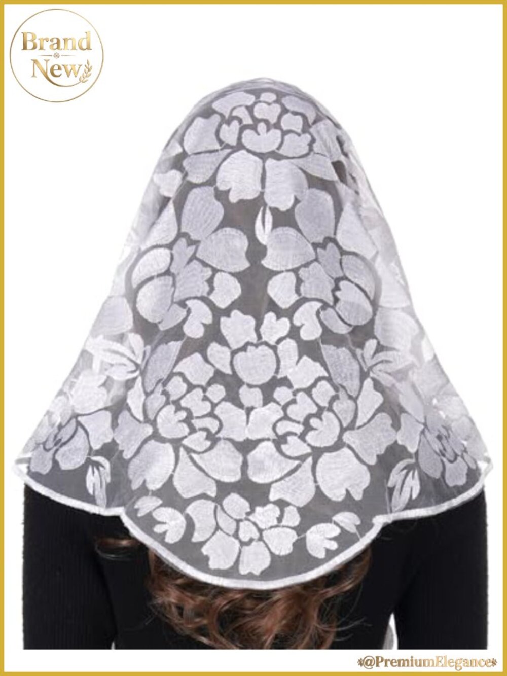 Lace Catholic Mantilla Chapel Veil Floral Embroidery Women Accessories